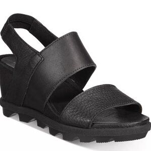 Sorel Joanie II Slingback Women's Black Leather Strappy Platform Sandals Size 11